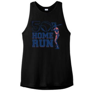 50th Home Run Baseball Birthday Gift Ladies PosiCharge Tri-Blend Wicking Tank