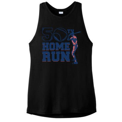 50th Home Run Baseball Birthday Gift Ladies PosiCharge Tri-Blend Wicking Tank