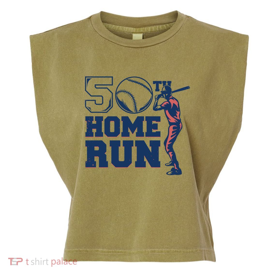 50th Home Run Baseball Birthday Gift Garment-Dyed Women's Muscle Tee