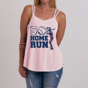 50th Home Run Baseball Birthday Gift Women's Strappy Tank