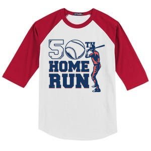 50th Home Run Baseball Birthday Gift Kids Colorblock Raglan Jersey