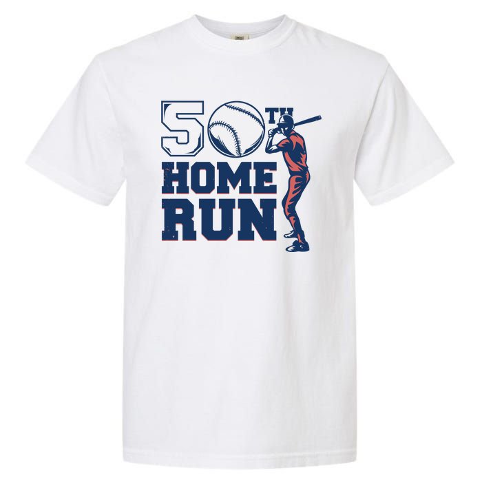 50th Home Run Baseball Birthday Gift Garment-Dyed Heavyweight T-Shirt