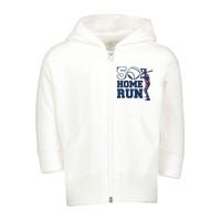 50th Home Run Baseball Birthday Gift Toddler Zip Fleece Hoodie