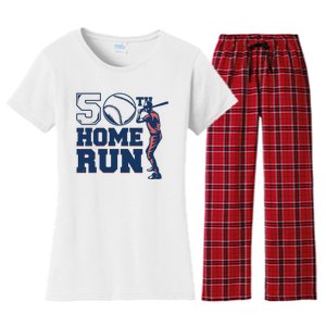 50th Home Run Baseball Birthday Gift Women's Flannel Pajama Set