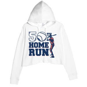 50th Home Run Baseball Birthday Gift Crop Fleece Hoodie