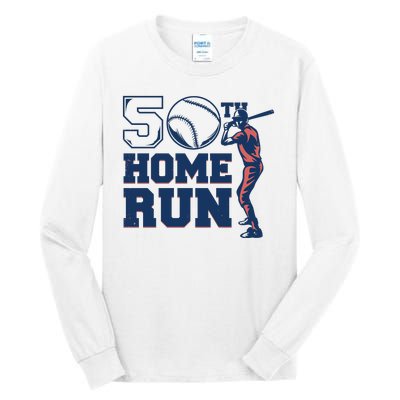 50th Home Run Baseball Birthday Gift Tall Long Sleeve T-Shirt