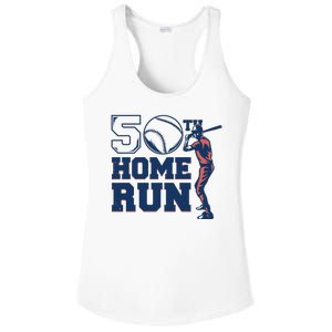 50th Home Run Baseball Birthday Gift Ladies PosiCharge Competitor Racerback Tank