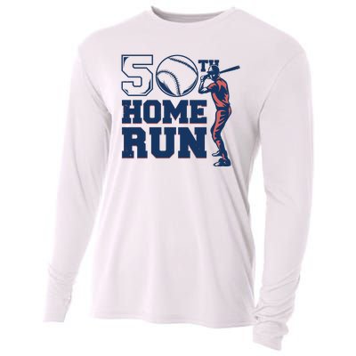 50th Home Run Baseball Birthday Gift Cooling Performance Long Sleeve Crew