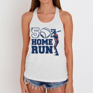 50th Home Run Baseball Birthday Gift Women's Knotted Racerback Tank