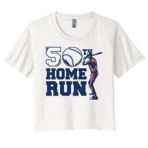 50th Home Run Baseball Birthday Gift Women's Crop Top Tee