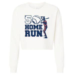 50th Home Run Baseball Birthday Gift Cropped Pullover Crew