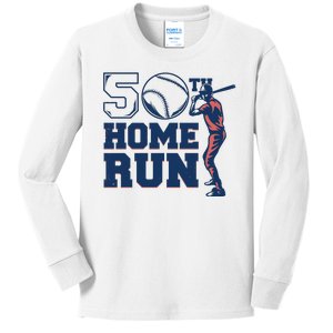 50th Home Run Baseball Birthday Gift Kids Long Sleeve Shirt