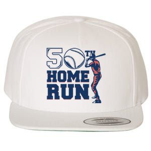 50th Home Run Baseball Birthday Gift Wool Snapback Cap