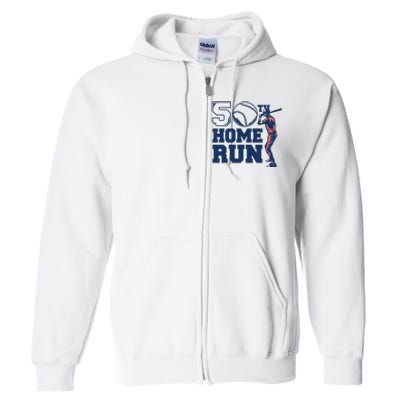 50th Home Run Baseball Birthday Gift Full Zip Hoodie