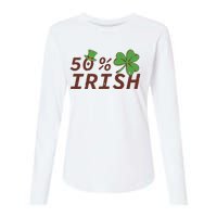 50 % Irish Half Irish Womens Cotton Relaxed Long Sleeve T-Shirt