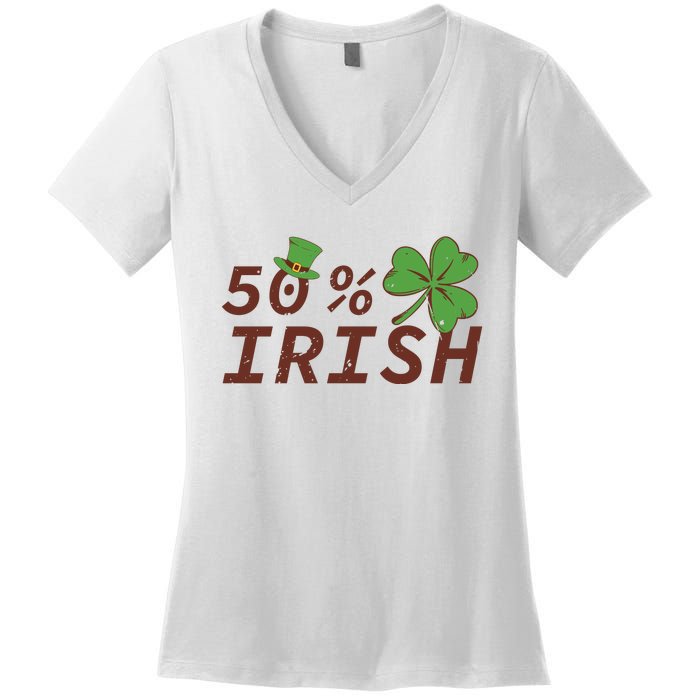 50 % Irish Half Irish Women's V-Neck T-Shirt