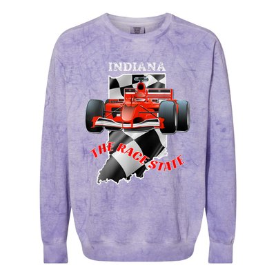 500 Indianapolis Indiana The Race State Checkered Flag Colorblast Crewneck Sweatshirt