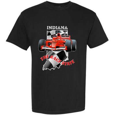 500 Indianapolis Indiana The Race State Checkered Flag Garment-Dyed Heavyweight T-Shirt