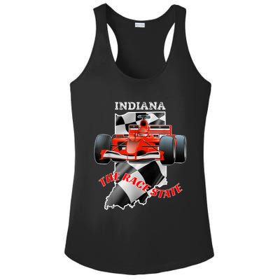 500 Indianapolis Indiana The Race State Checkered Flag Ladies PosiCharge Competitor Racerback Tank