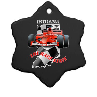 500 Indianapolis Indiana The Race State Checkered Flag Ceramic Star Ornament