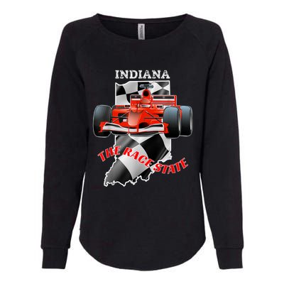 500 Indianapolis Indiana The Race State Checkered Flag Womens California Wash Sweatshirt