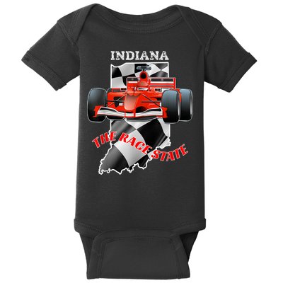 500 Indianapolis Indiana The Race State Checkered Flag Baby Bodysuit