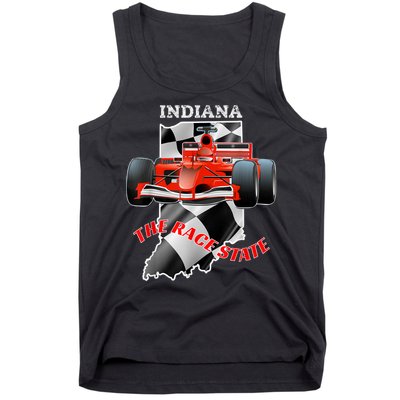 500 Indianapolis Indiana The Race State Checkered Flag Tank Top