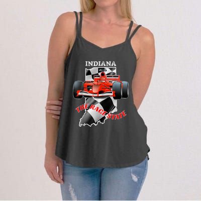 500 Indianapolis Indiana The Race State Checkered Flag Women's Strappy Tank