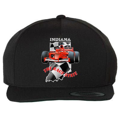500 Indianapolis Indiana The Race State Checkered Flag Wool Snapback Cap