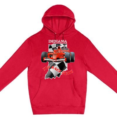 500 Indianapolis Indiana The Race State Checkered Flag Premium Pullover Hoodie