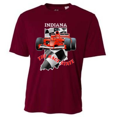 500 Indianapolis Indiana The Race State Checkered Flag Cooling Performance Crew T-Shirt