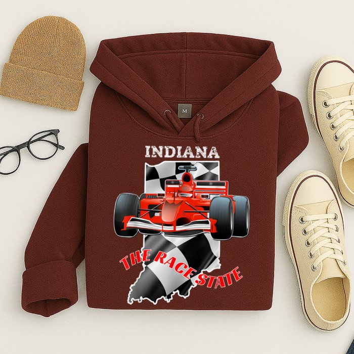 500 Indianapolis Indiana The Race State Checkered Flag Hoodie