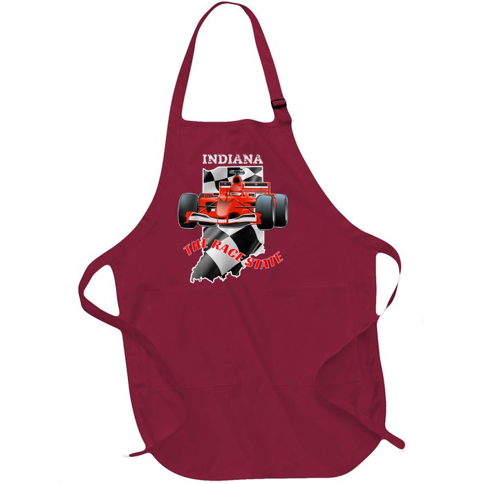 500 Indianapolis Indiana The Race State Checkered Flag Full-Length Apron With Pockets