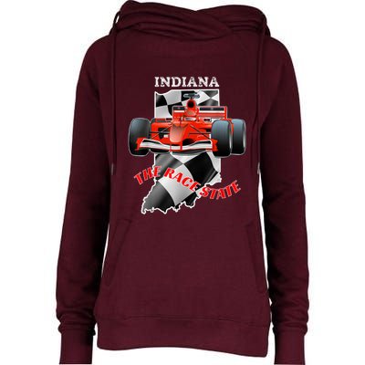 500 Indianapolis Indiana The Race State Checkered Flag Womens Funnel Neck Pullover Hood