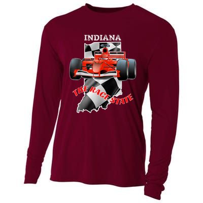 500 Indianapolis Indiana The Race State Checkered Flag Cooling Performance Long Sleeve Crew