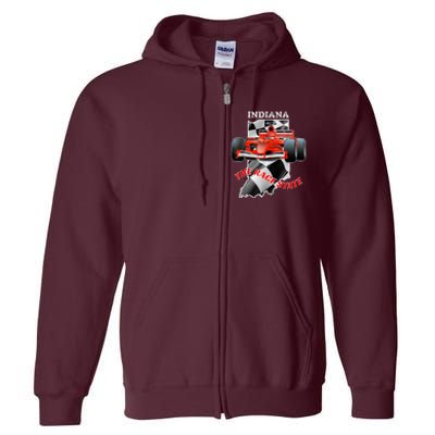 500 Indianapolis Indiana The Race State Checkered Flag Full Zip Hoodie