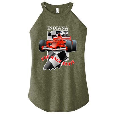 500 Indianapolis Indiana The Race State Checkered Flag Women's Perfect Tri Rocker Tank