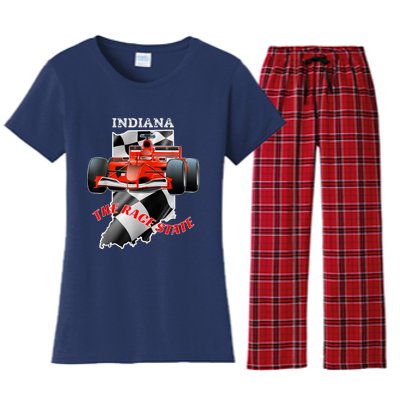 500 Indianapolis Indiana The Race State Checkered Flag Women's Flannel Pajama Set