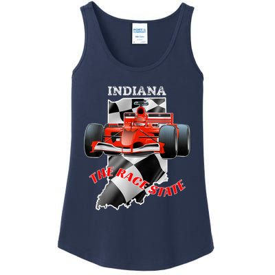 500 Indianapolis Indiana The Race State Checkered Flag Ladies Essential Tank