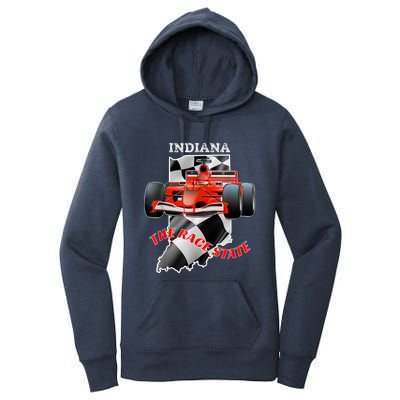 500 Indianapolis Indiana The Race State Checkered Flag Women's Pullover Hoodie