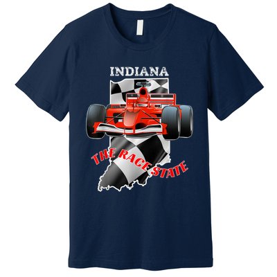 500 Indianapolis Indiana The Race State Checkered Flag Premium T-Shirt