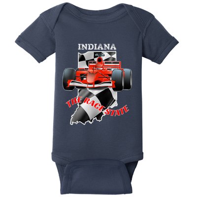 500 Indianapolis Indiana The Race State Checkered Flag Baby Bodysuit