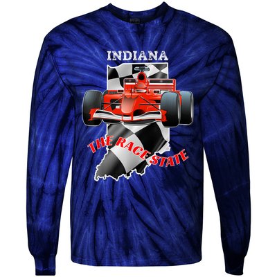 500 Indianapolis Indiana The Race State Checkered Flag Tie-Dye Long Sleeve Shirt