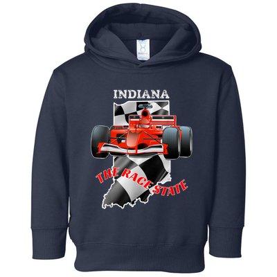 500 Indianapolis Indiana The Race State Checkered Flag Toddler Hoodie