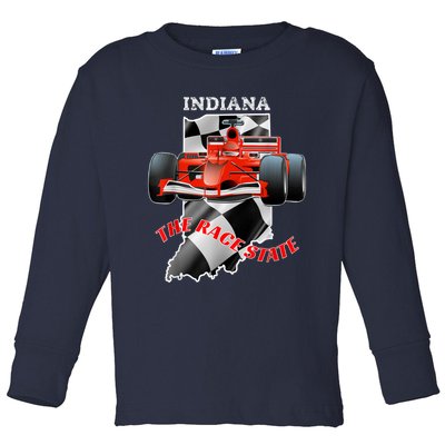 500 Indianapolis Indiana The Race State Checkered Flag Toddler Long Sleeve Shirt