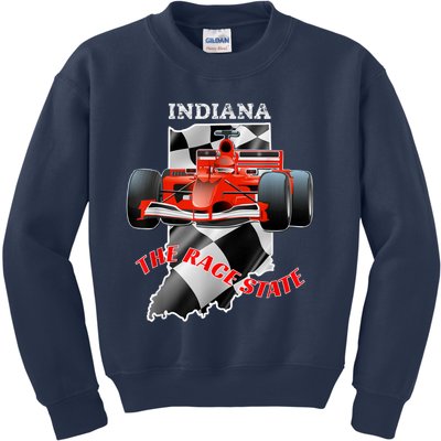 500 Indianapolis Indiana The Race State Checkered Flag Kids Sweatshirt