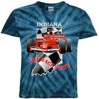 500 Indianapolis Indiana The Race State Checkered Flag Kids Tie-Dye T-Shirt