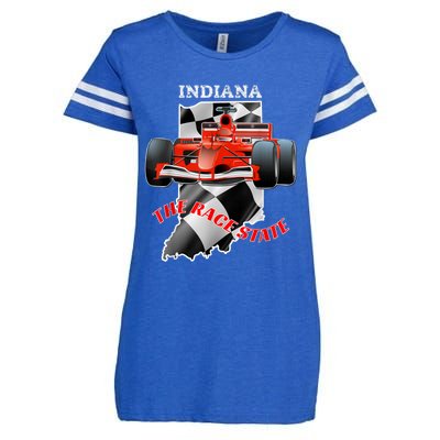 500 Indianapolis Indiana The Race State Checkered Flag Enza Ladies Jersey Football T-Shirt