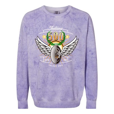 500 Indianapolis Indiana The Race State Winged Tyre Winners Great Gift Colorblast Crewneck Sweatshirt