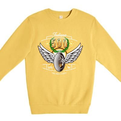 500 Indianapolis Indiana The Race State Winged Tyre Winners Great Gift Premium Crewneck Sweatshirt